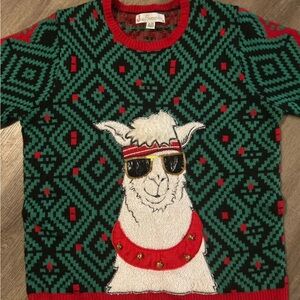 Jolly Sweaters Mens Ugly Christmas Sweater XL Funky Llama w/ Glasses